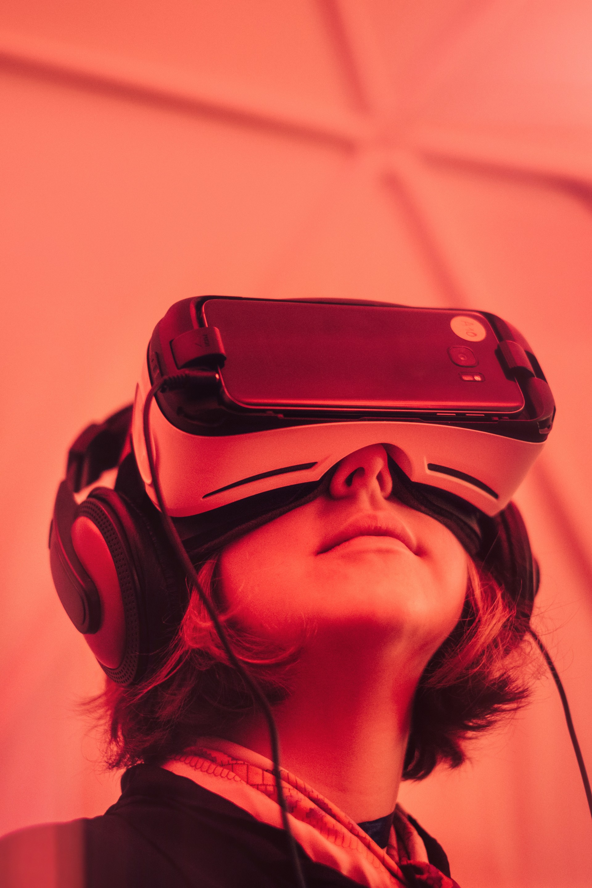 a child wearing VR goggles